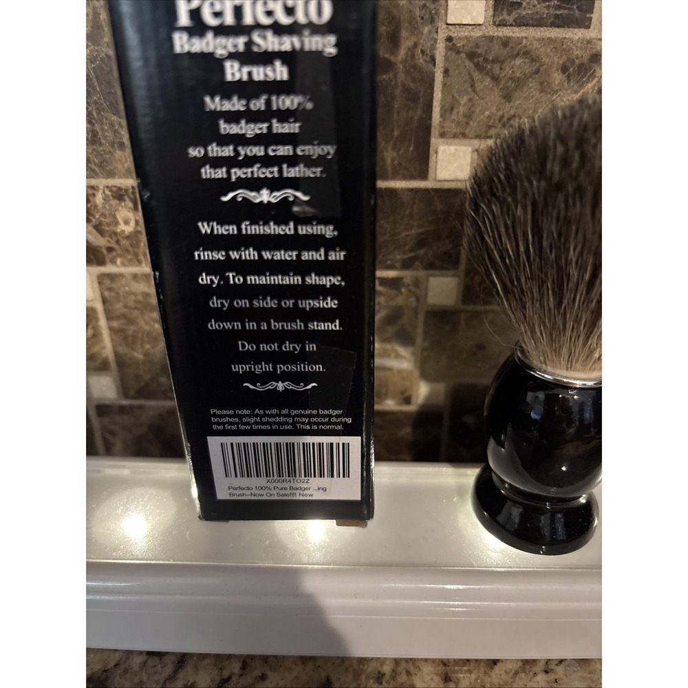 Perfecto‎ 100% Pure Badger Shaving Brush-Black 1 Count (Pack of 1), Black - Picture 4 of 4